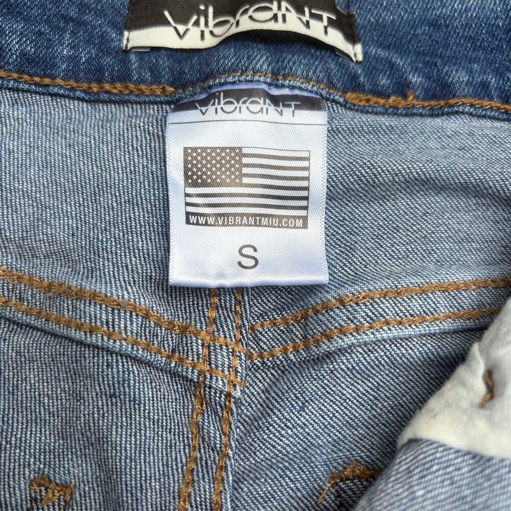 Vibrant MIU Baggy Jeans Sz S Blue Denim Cargo Wide Leg Skater Grunge Emo Y2K - Picture 7 of 10